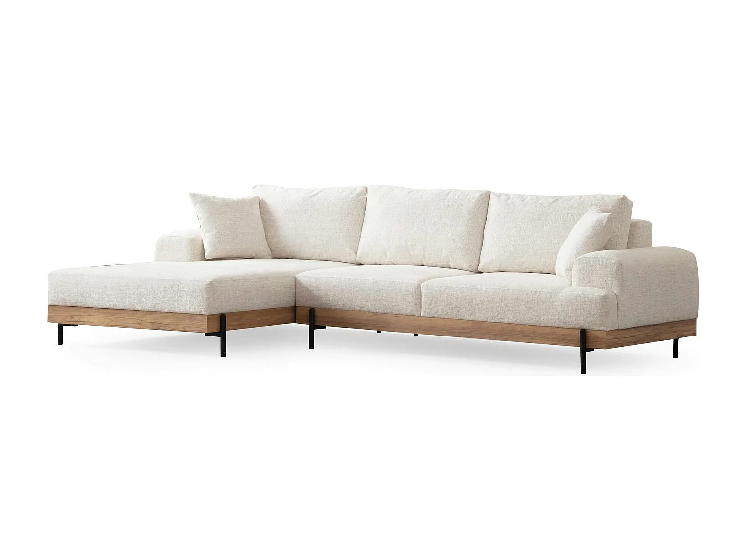 Canapé d'angle blanc - accoudoirs larges, côté gauche TROPEA