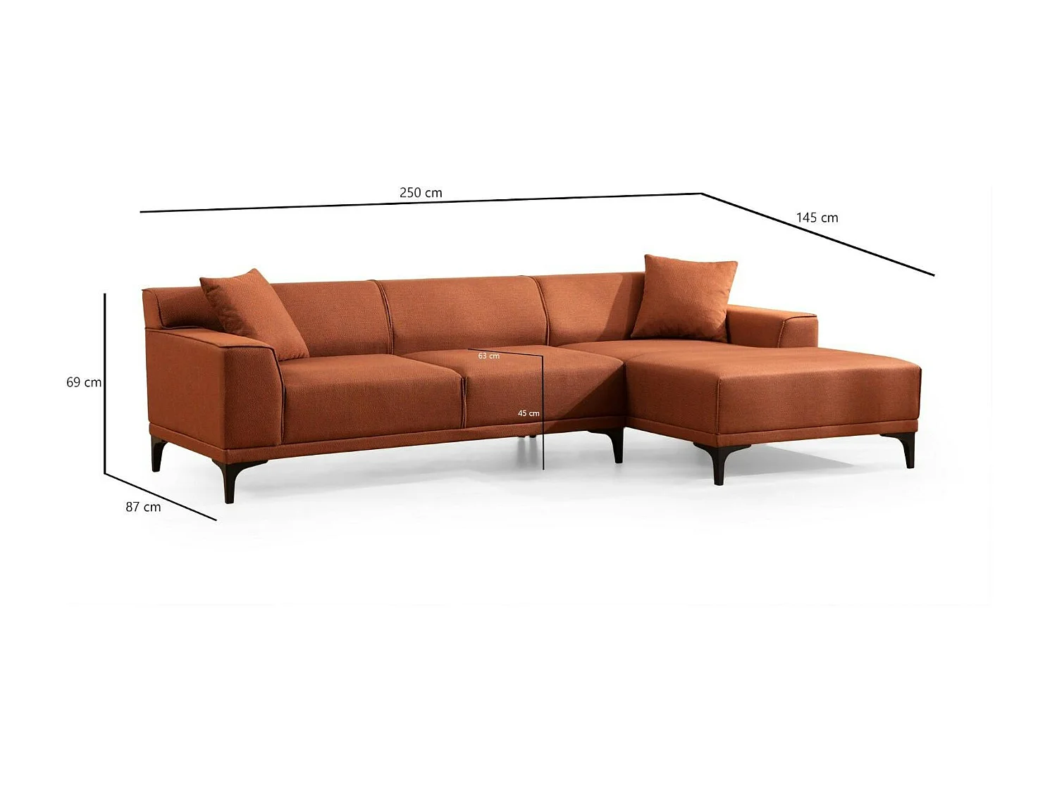 Canapé d'angle rouille - côté droit ORSAY
