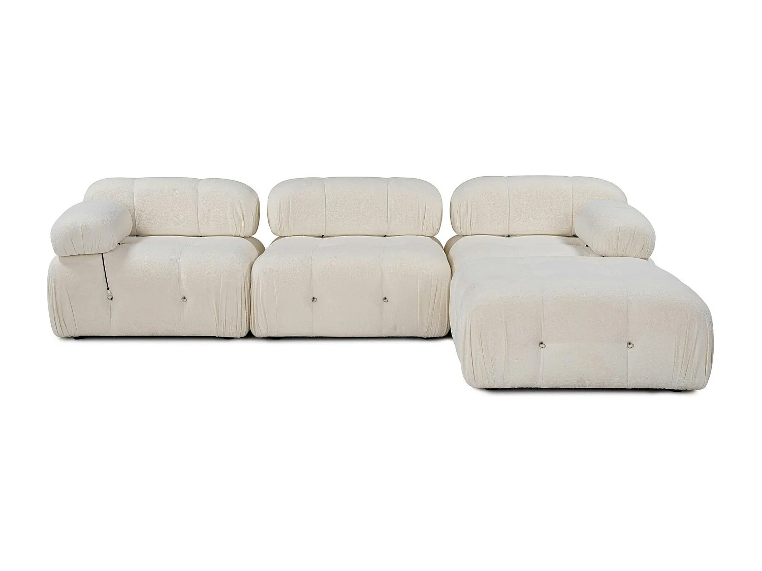 Canapé d'angle modulable écru - tissu bouclette RONDA