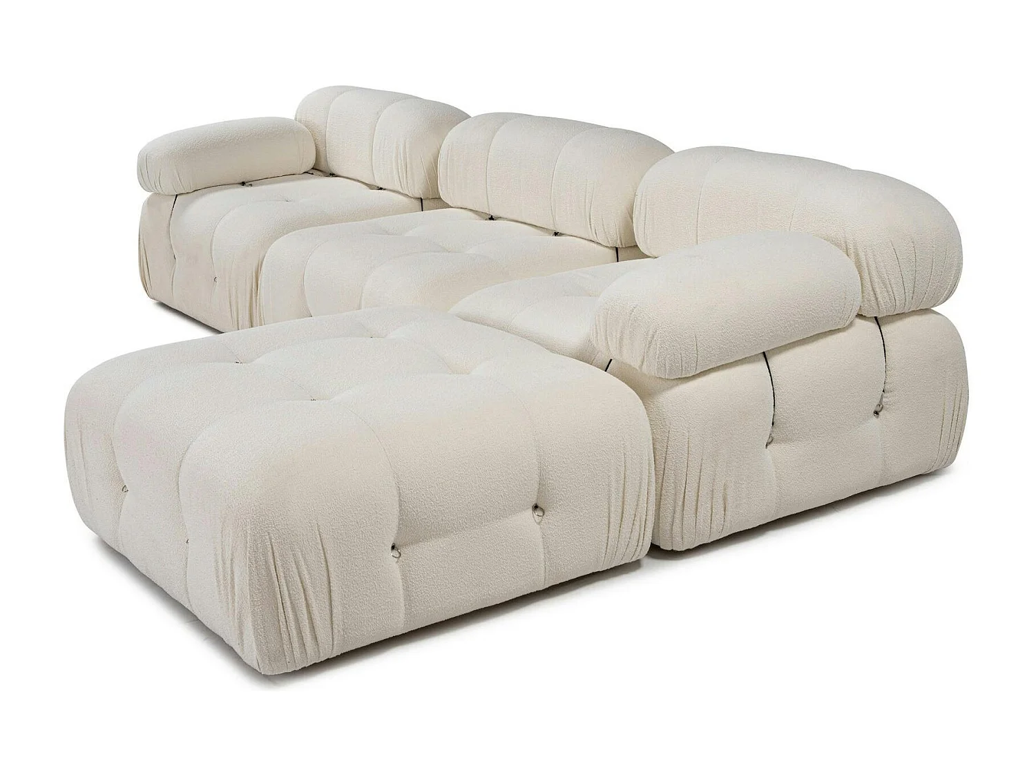 Canapé d'angle modulable écru - tissu bouclette RONDA