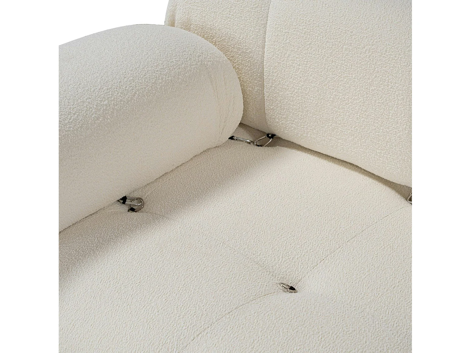 Canapé d'angle modulable écru - tissu bouclette RONDA