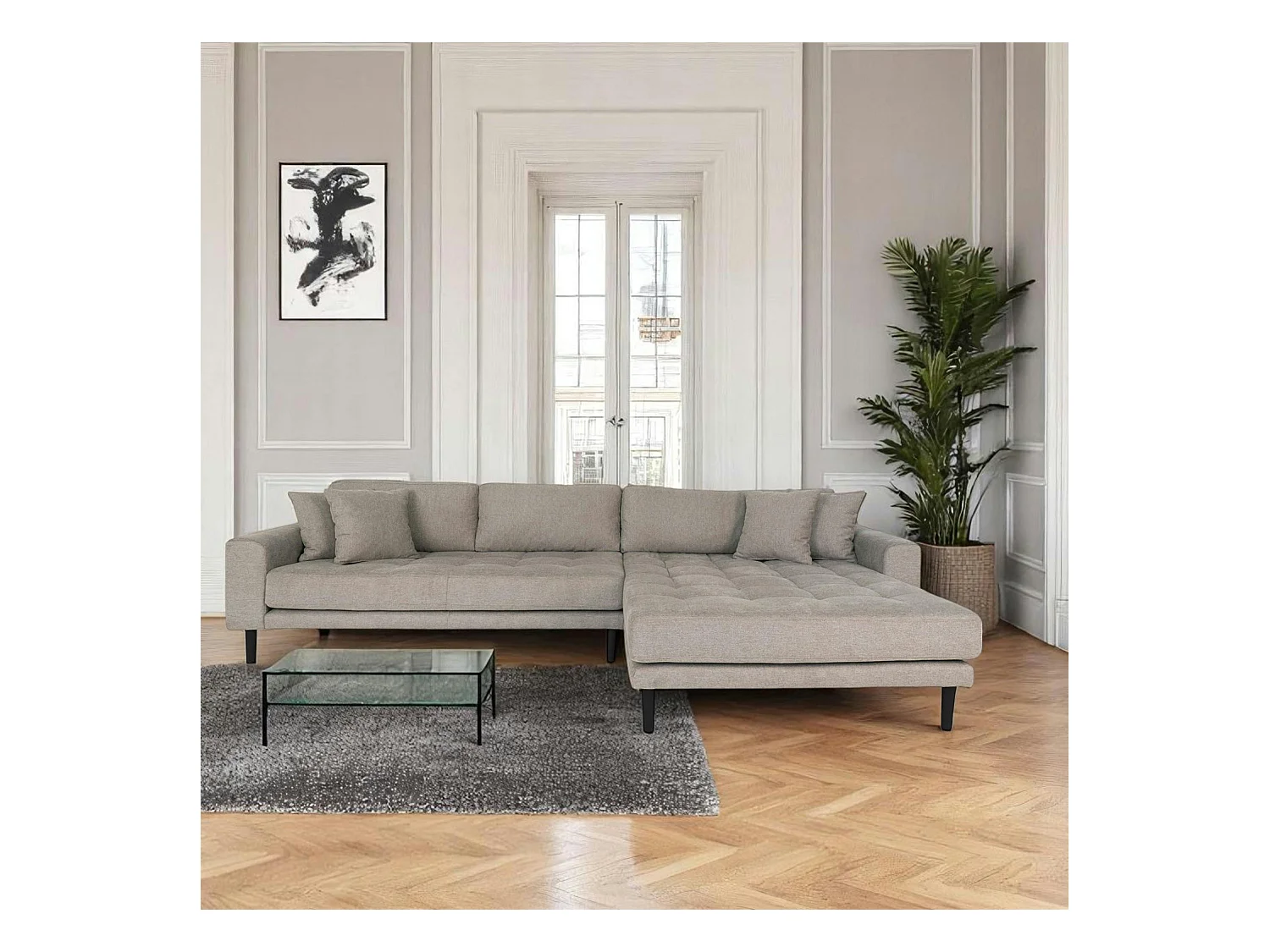 Canapé d'angle gris minéral - côté droit, 290 cm AMSTERDAM