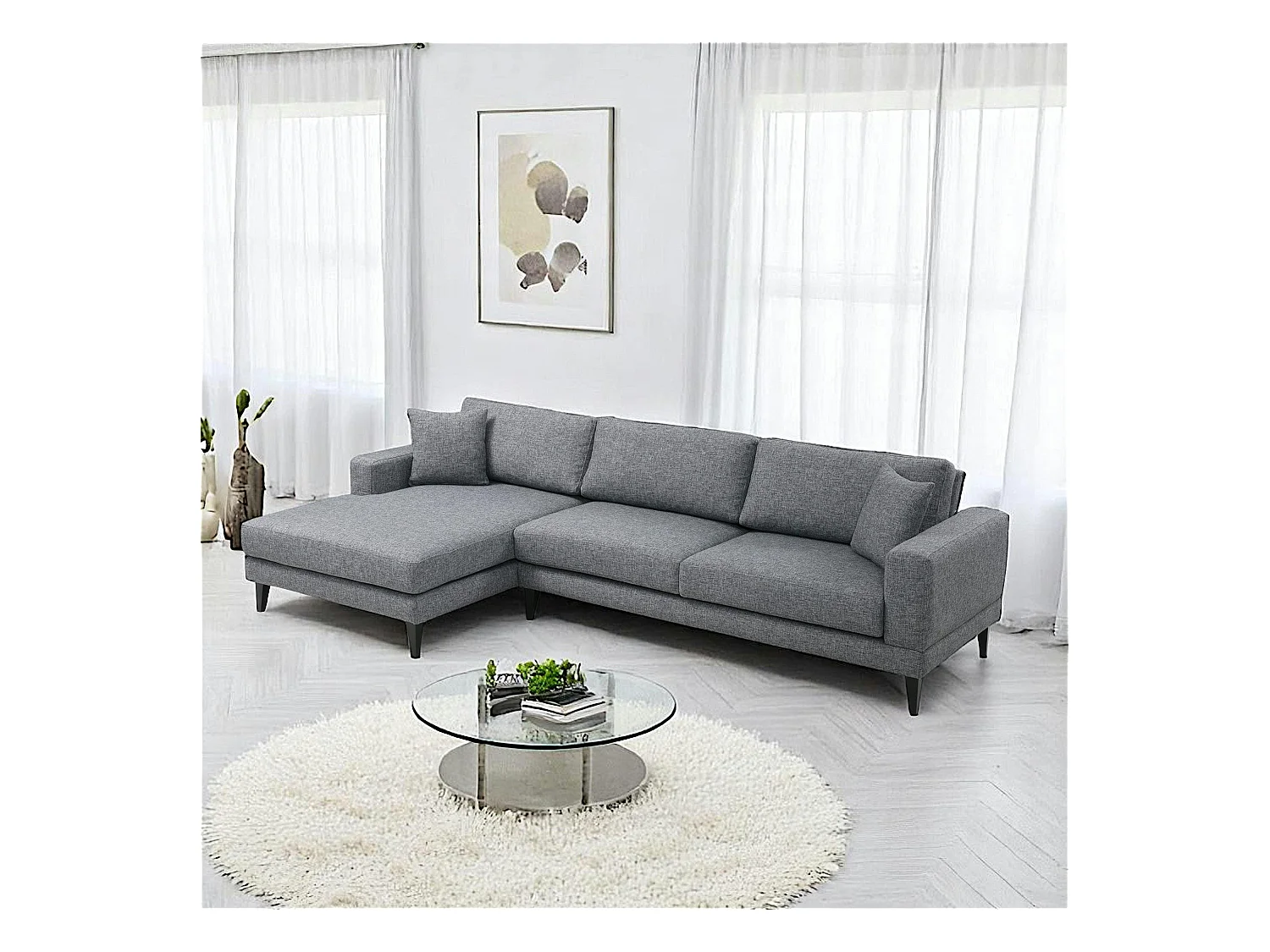 Canapé d'angle anthracite - côté gauche, style contemporain VENCE