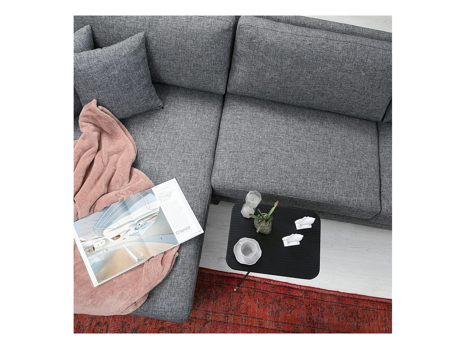 Canapé d'angle anthracite - côté gauche, style contemporain VENCE