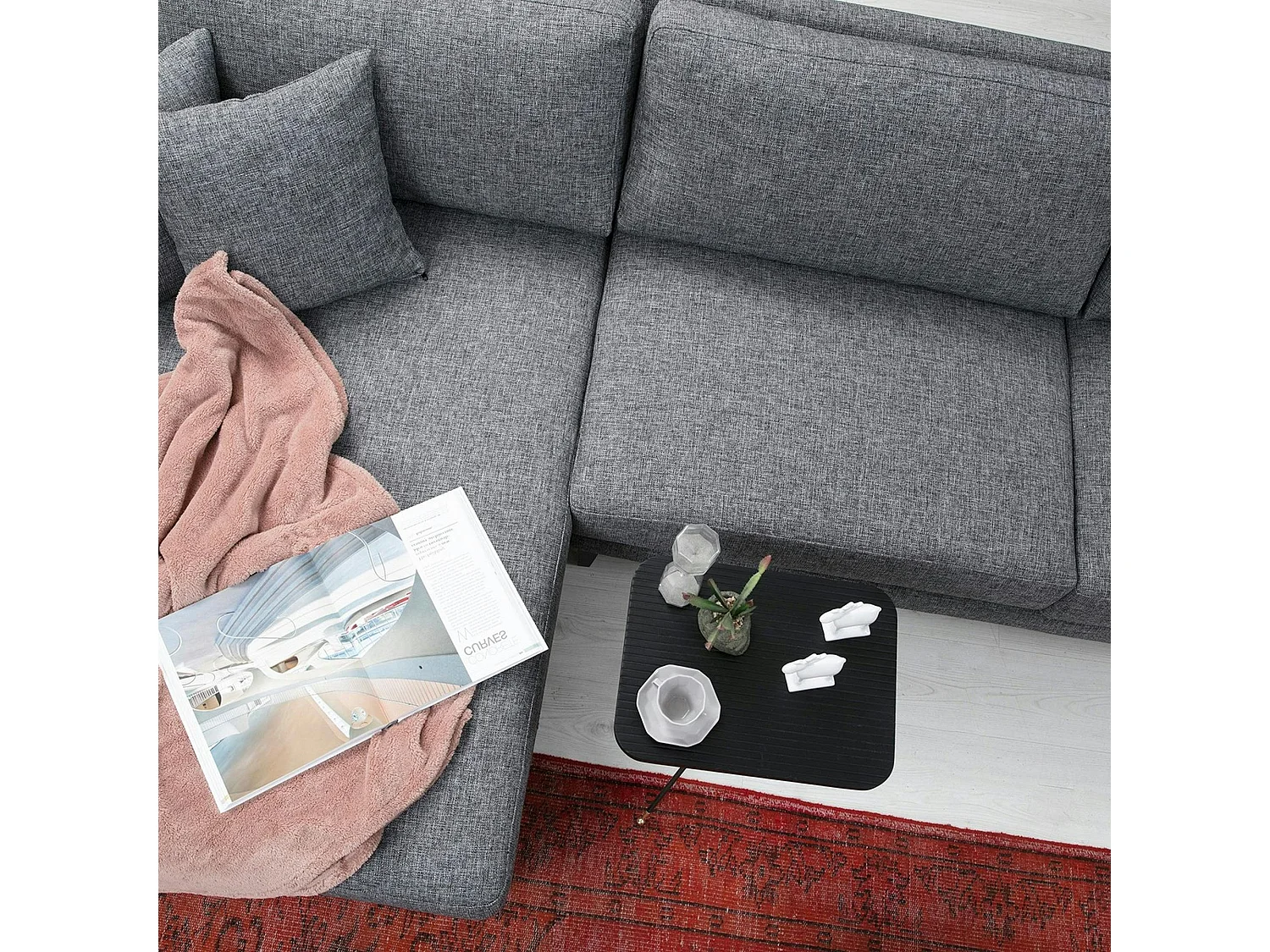 Canapé d'angle anthracite - côté gauche, style contemporain VENCE