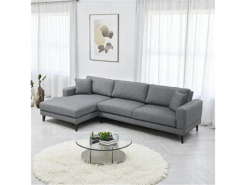 Canapé d'angle anthracite - côté gauche, style contemporain VENCE