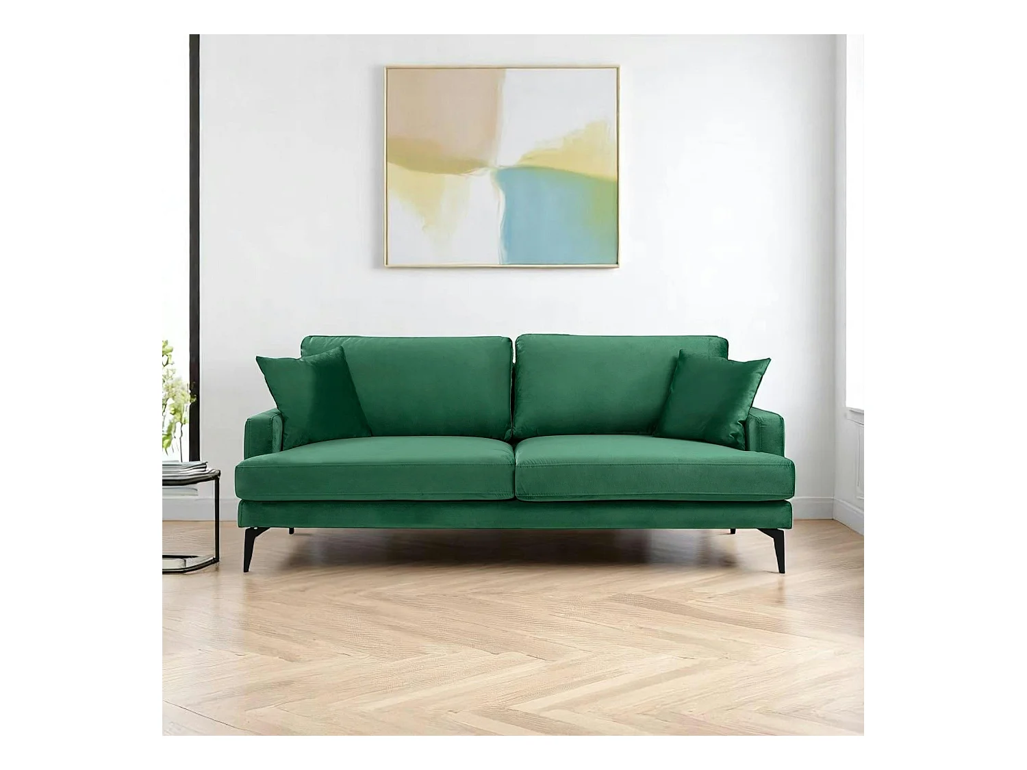 Canapé 3 places vert en velours SEATTLE