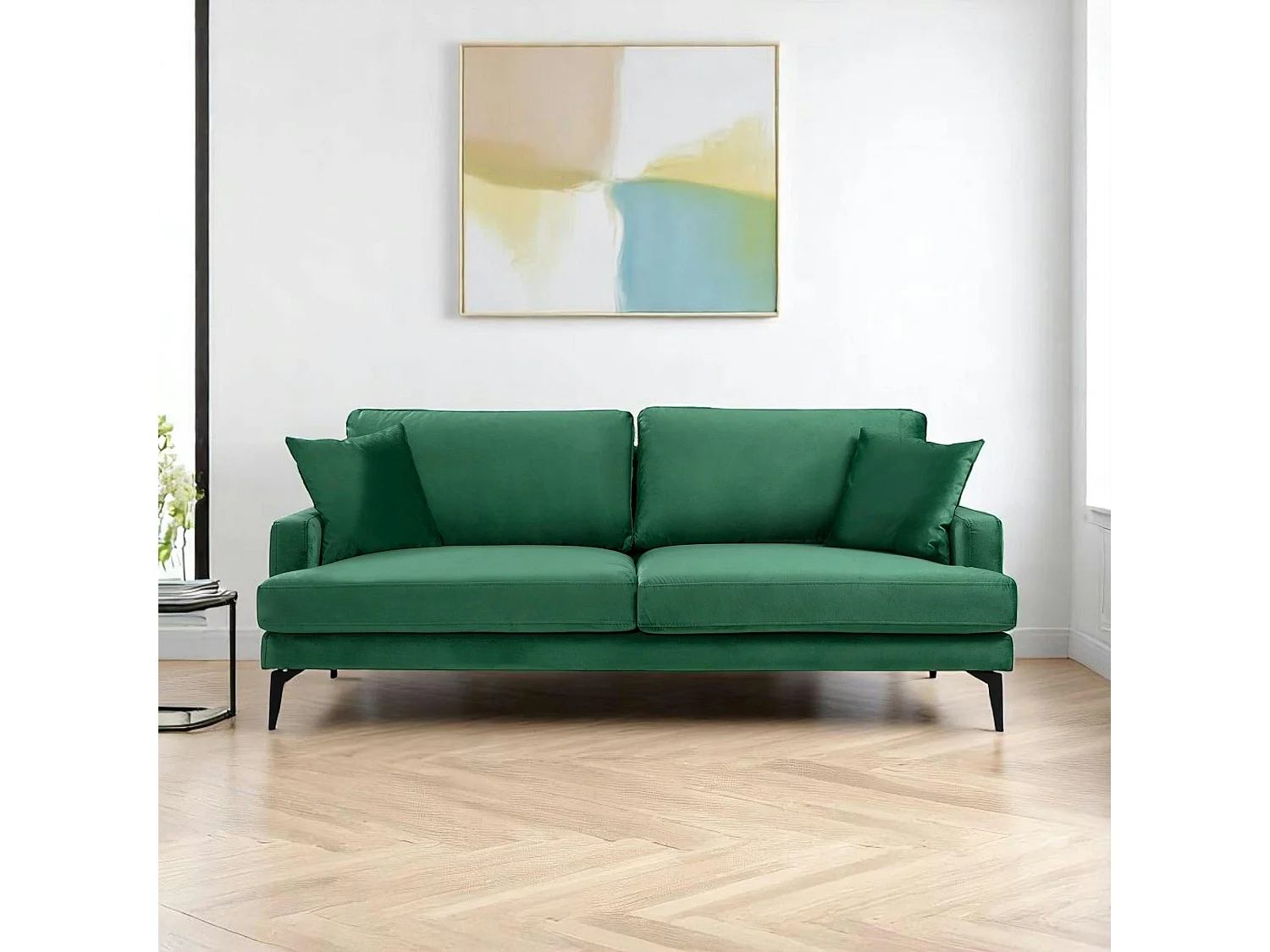 Canapé 3 places vert en velours SEATTLE