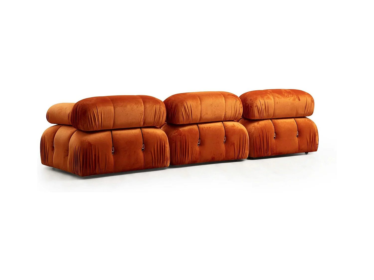 Canapé d'angle modulable orange - tissu velours RONDA