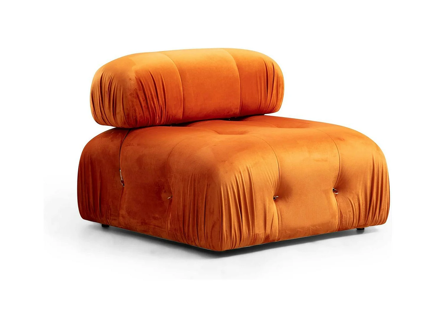 Canapé d'angle modulable orange - tissu velours RONDA