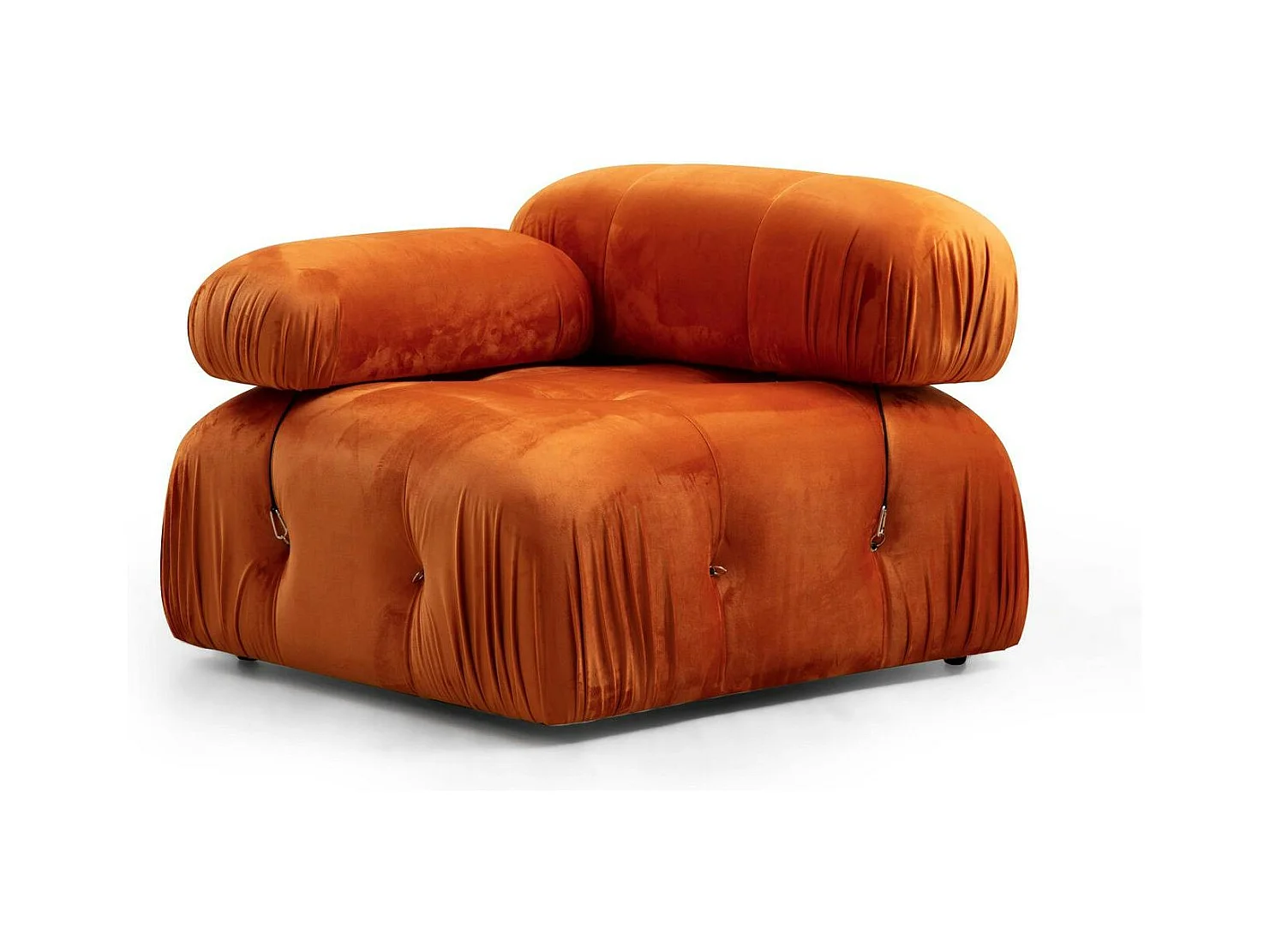 Canapé d'angle modulable orange - tissu velours RONDA
