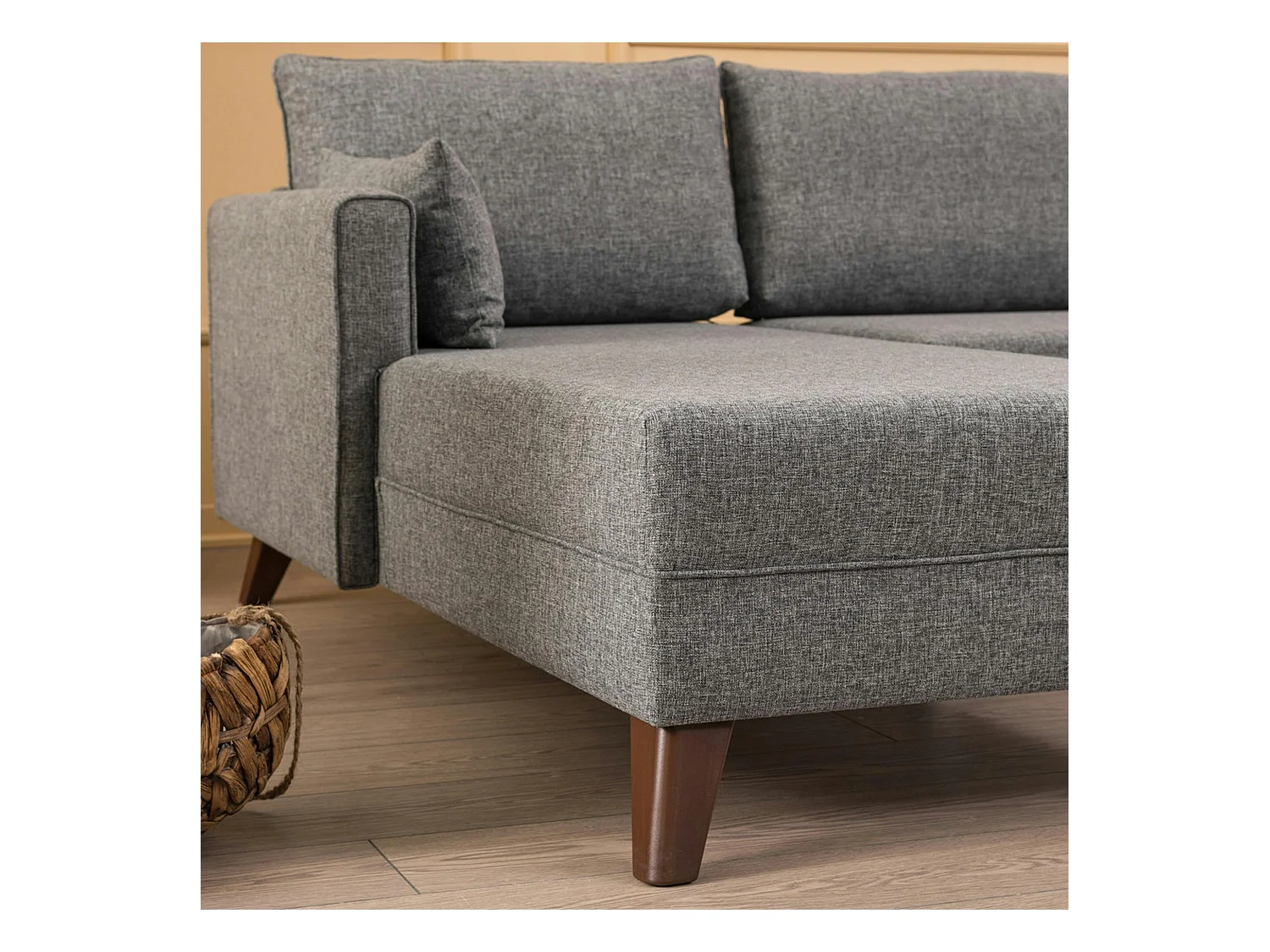 Canapé d'angle gris chiné - 275 cm, côté gauche SPLIT