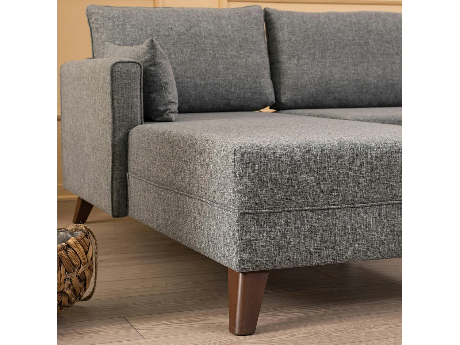 Canapé d'angle gris chiné - 275 cm, côté gauche SPLIT