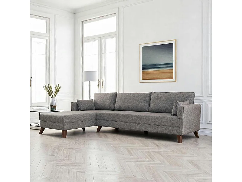 Canapé d'angle gris chiné - 275 cm, côté gauche SPLIT