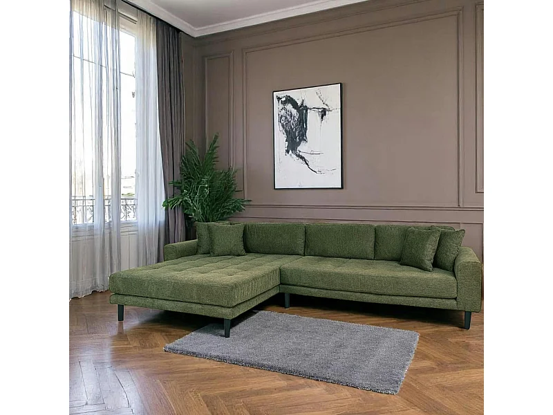 Canapé d'angle vert nature - côté gauche, 290 cm AMSTERDAM