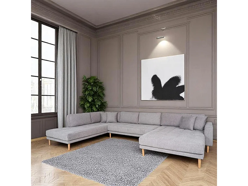 Canapé panoramique gris clair - côté droit, 370 cm AMSTERDAM