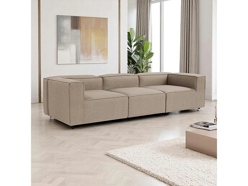 Canapé modulable 3 places en lin - taupe SPELLO