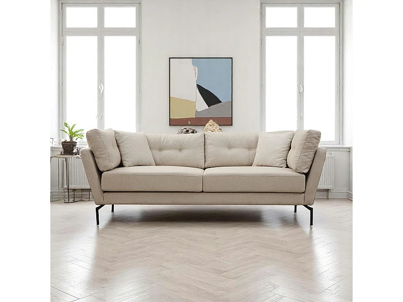 Canapé 3 places beige - accoudoirs inclinés LUCCA