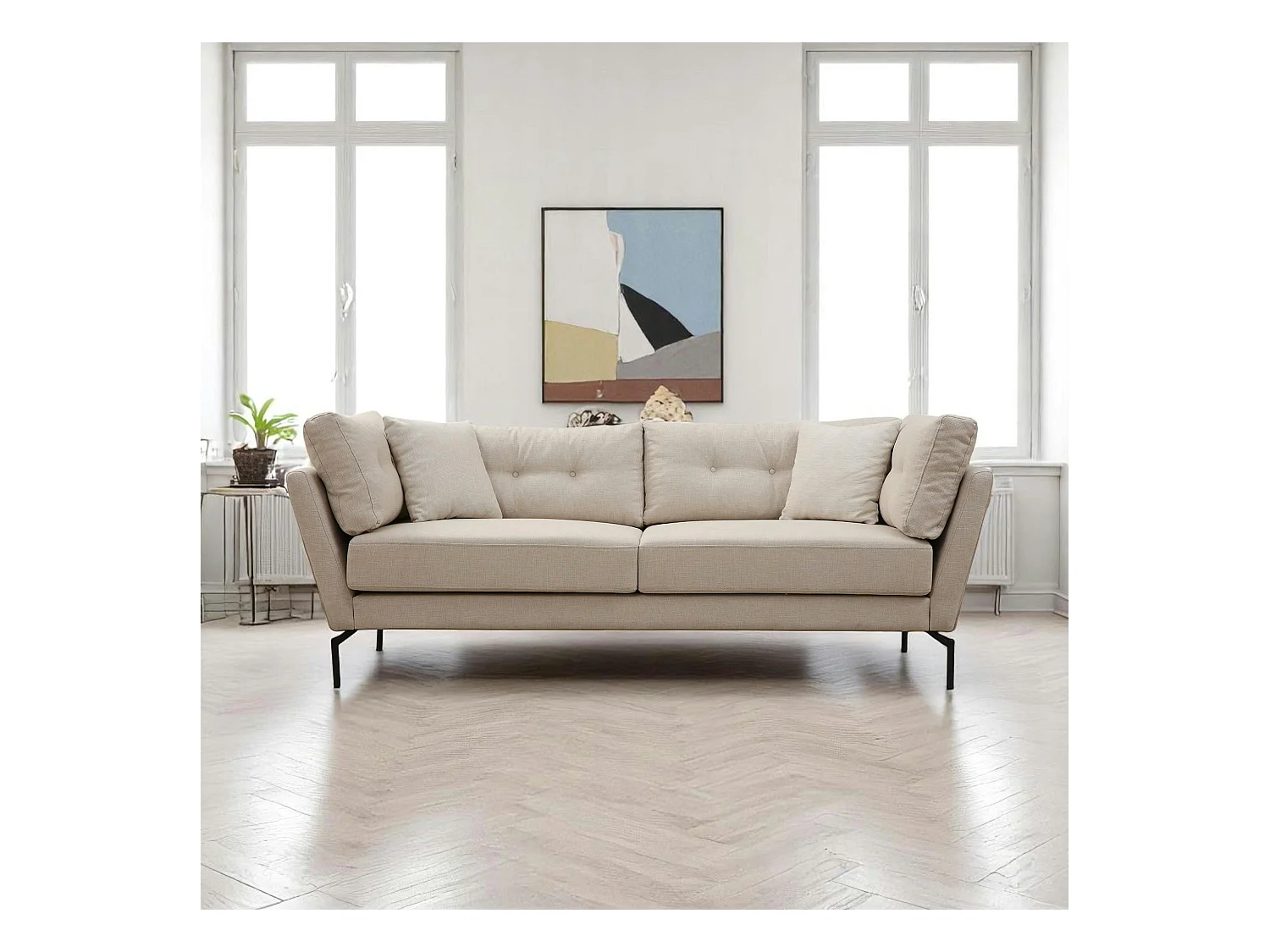 Canapé 3 places beige - accoudoirs inclinés LUCCA