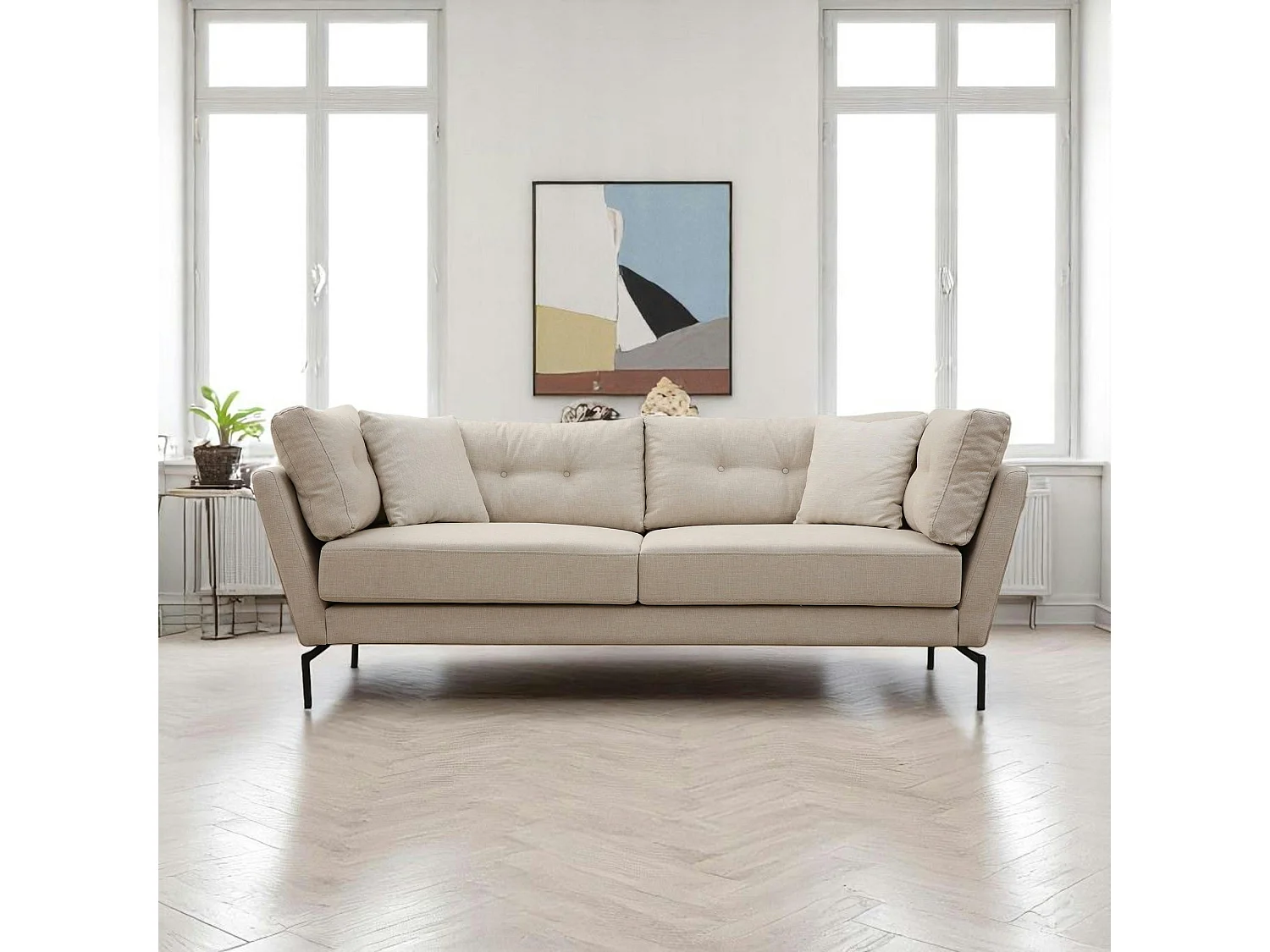 Canapé 3 places beige - accoudoirs inclinés LUCCA