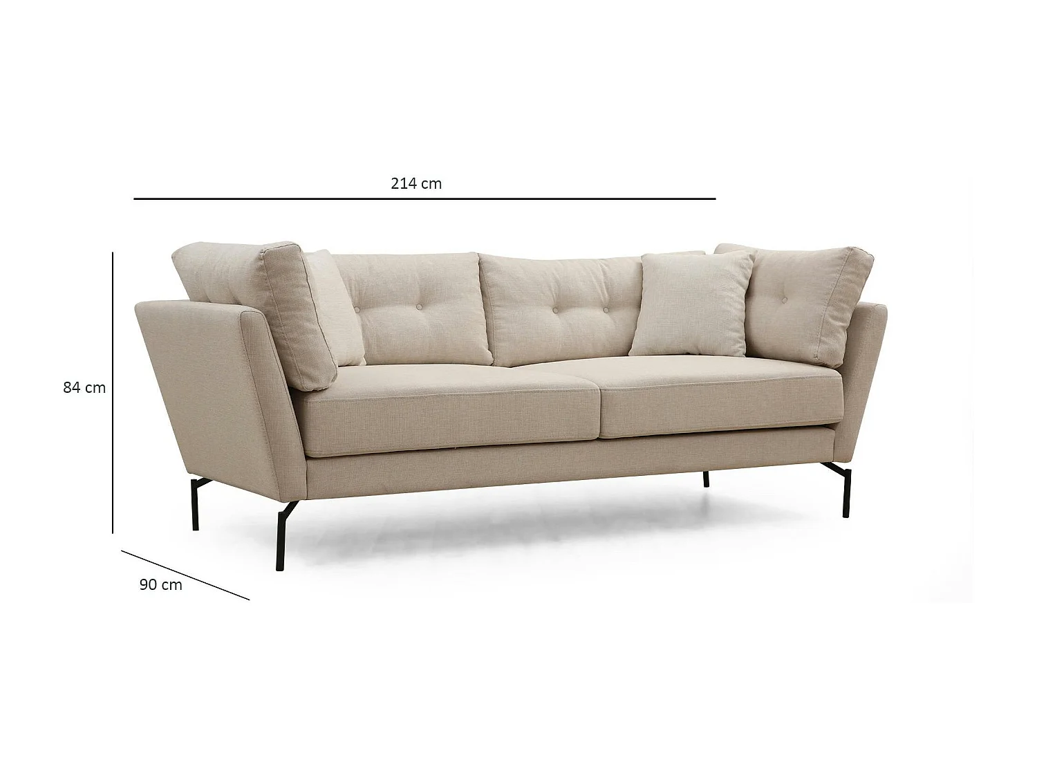 Canapé 3 places beige - accoudoirs inclinés LUCCA
