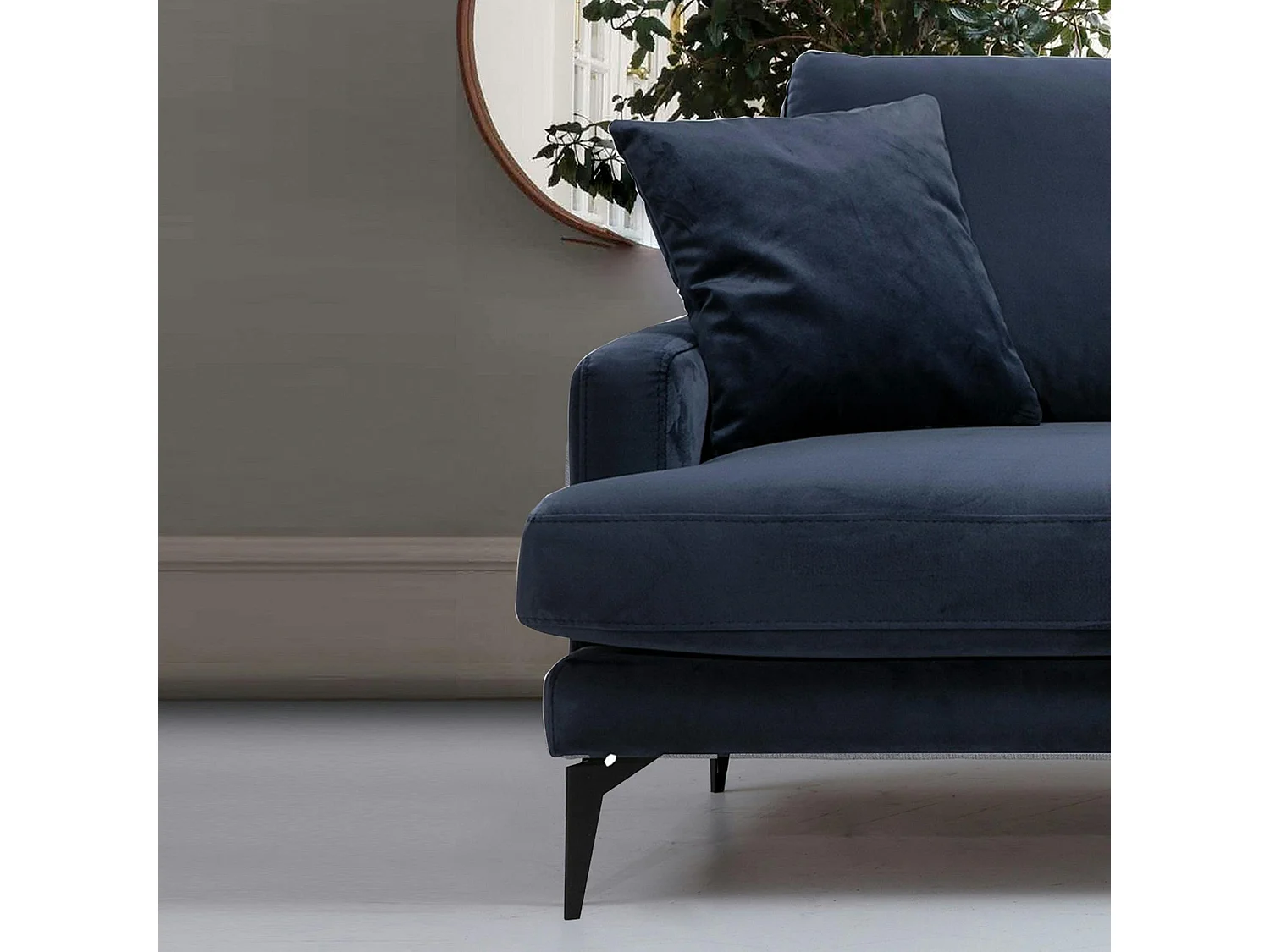 Canapé 3 places bleu nuit en velours SEATTLE