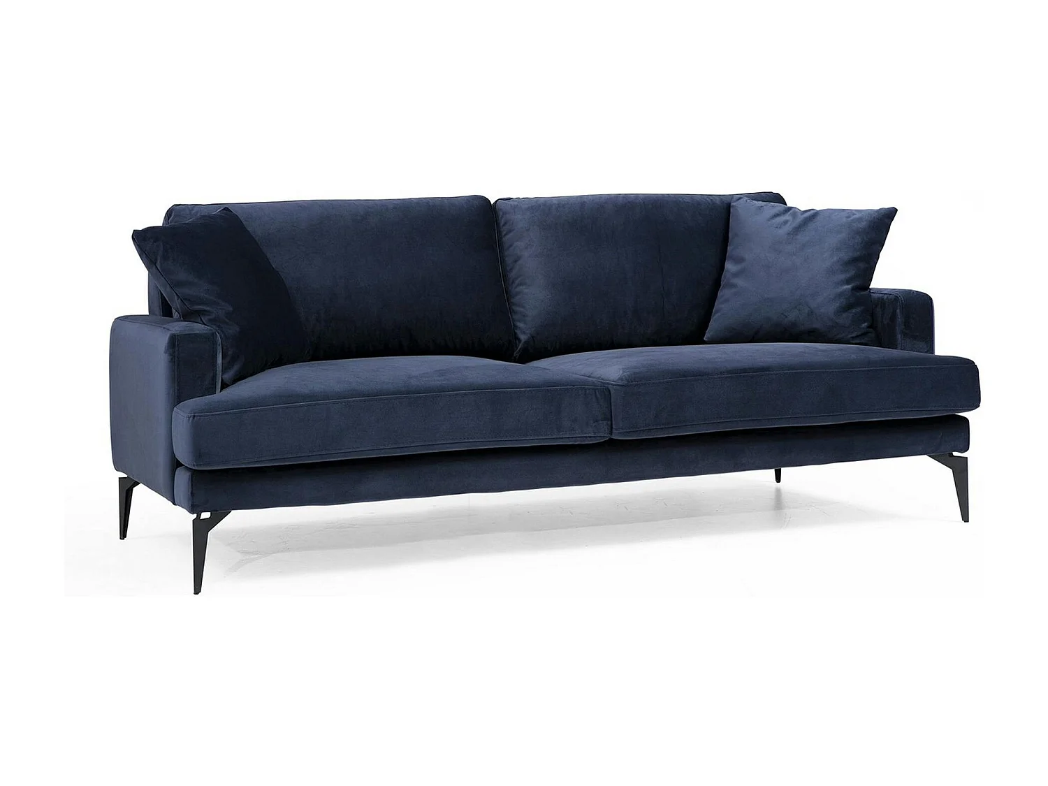 Canapé 3 places bleu nuit en velours SEATTLE