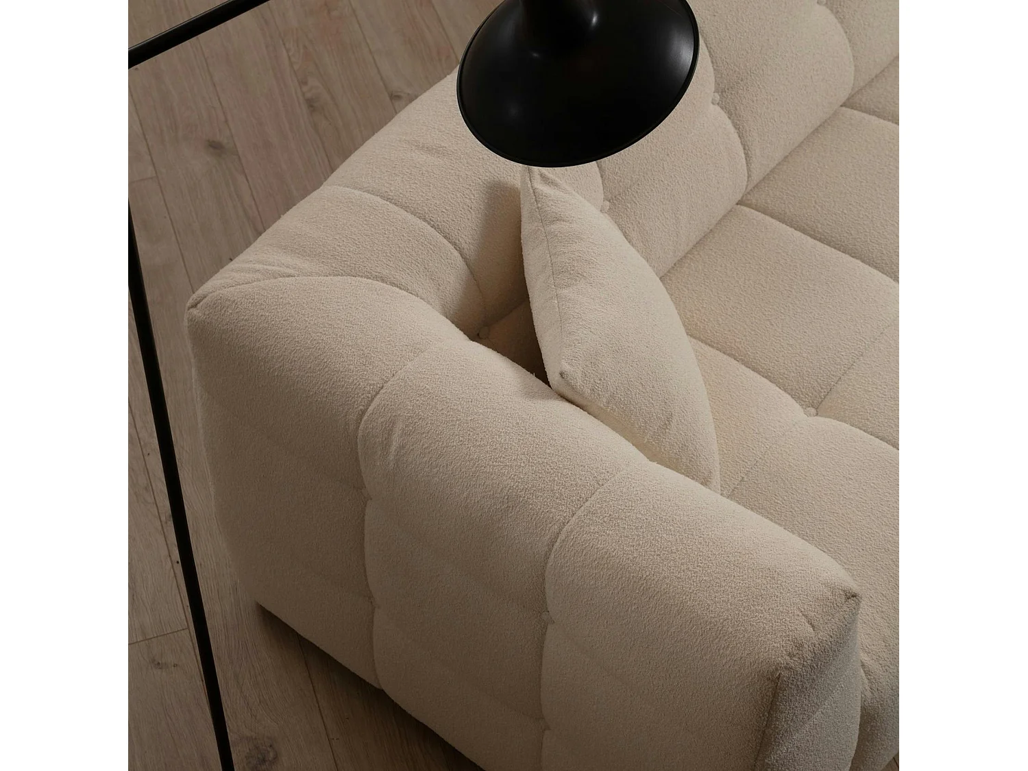 Canapé d'angle beige - capitonné, côté droit RAVELLO