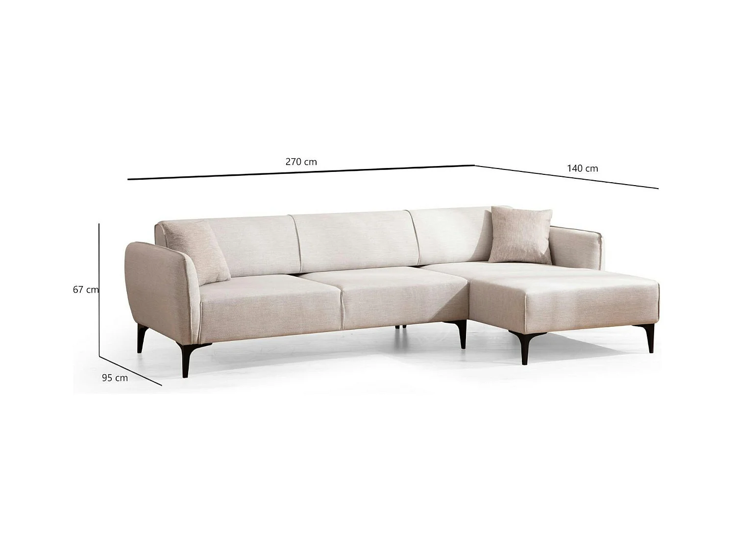 Canapé d'angle sable - couture déco, côté droit VILNIUS