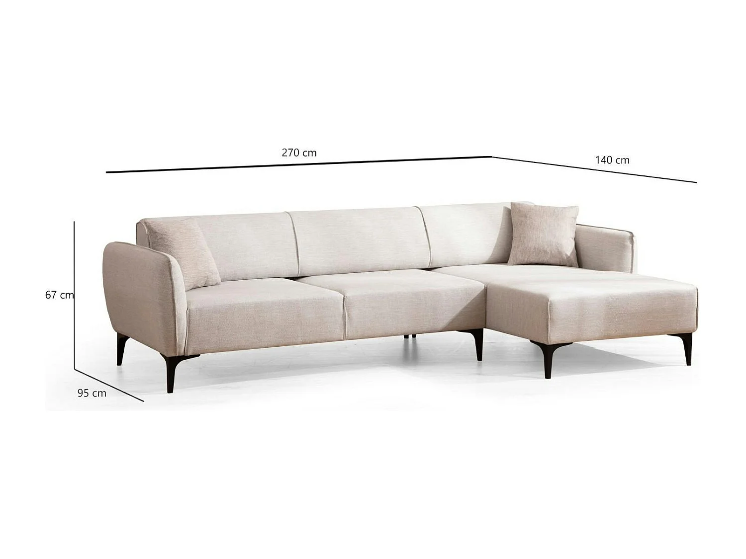 Canapé d'angle sable - couture déco, côté droit VILNIUS