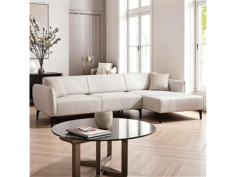 Canapé d'angle sable - couture déco, côté droit VILNIUS