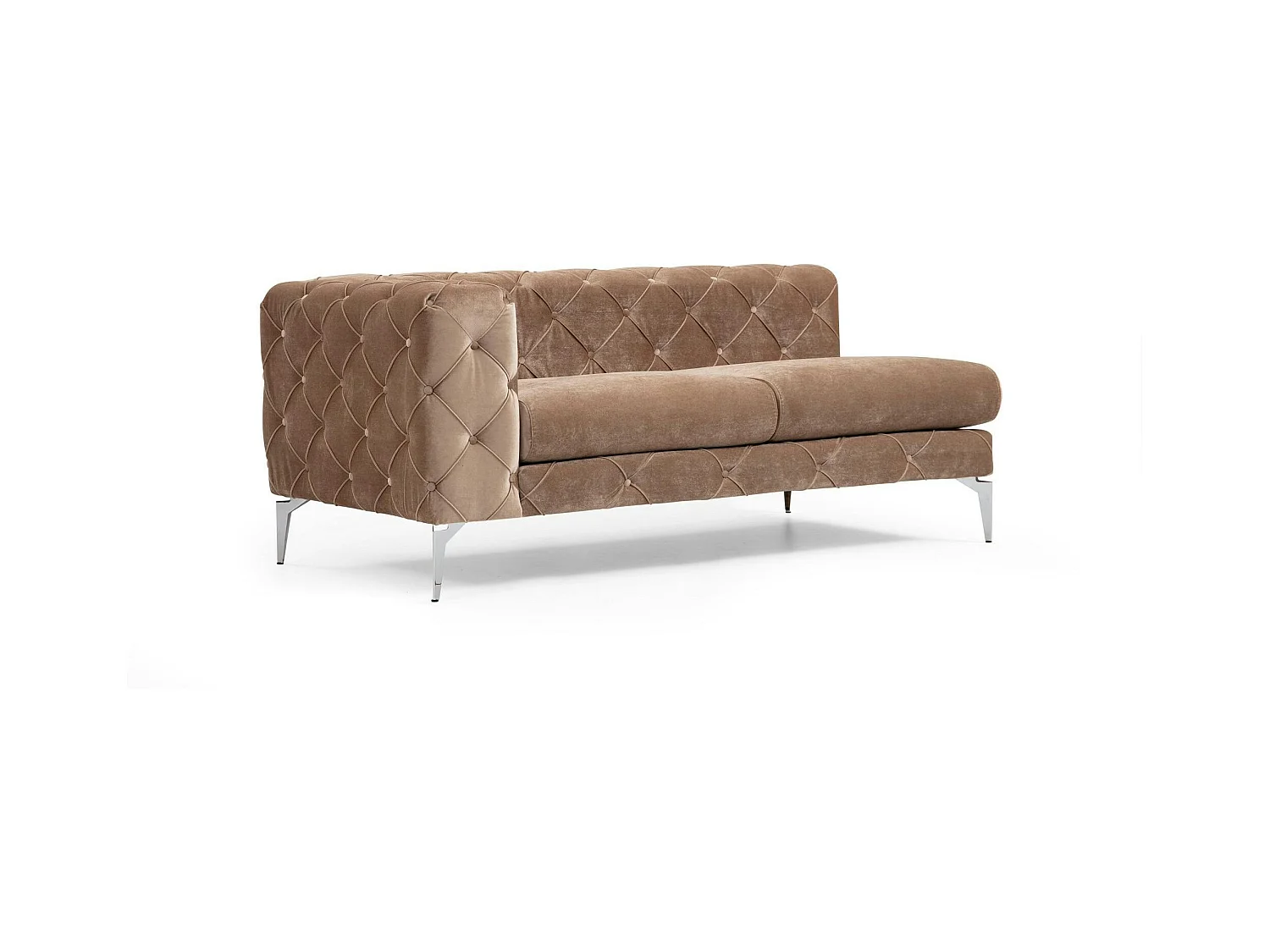 Grand canapé 4 places beige en velours capitonné DOVER