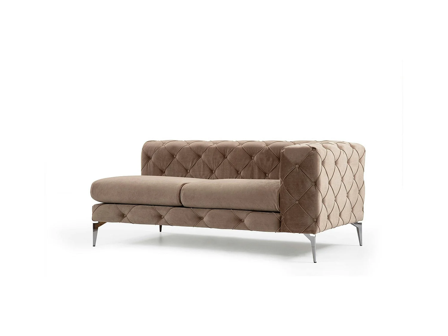 Grand canapé 4 places beige en velours capitonné DOVER