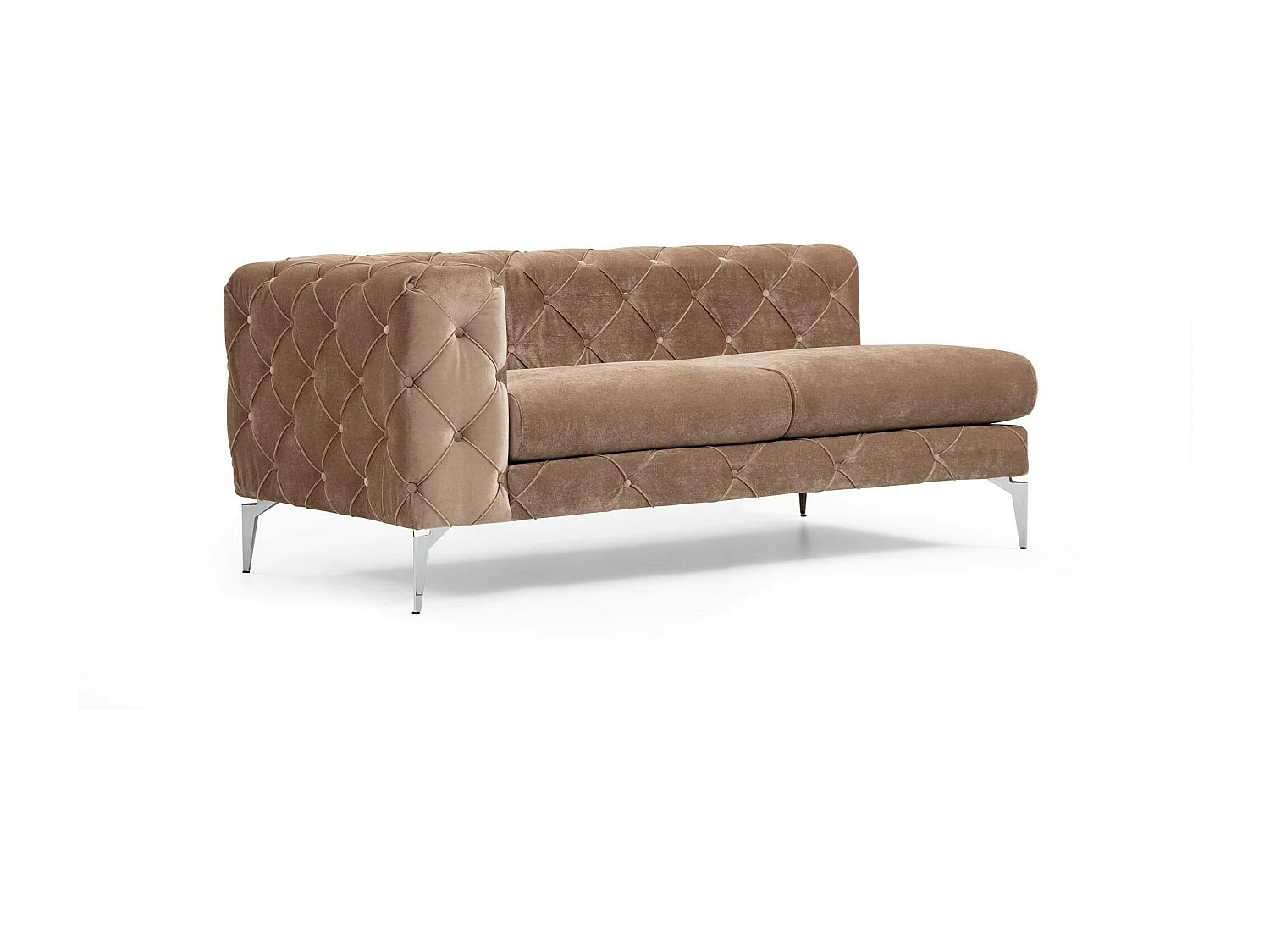 Grand canapé 4 places beige en velours capitonné DOVER