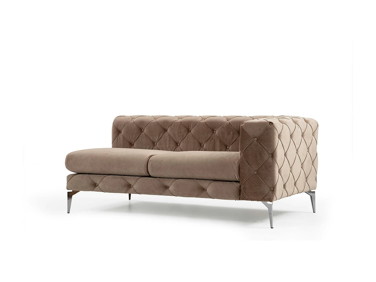 Grand canapé 4 places beige en velours capitonné DOVER