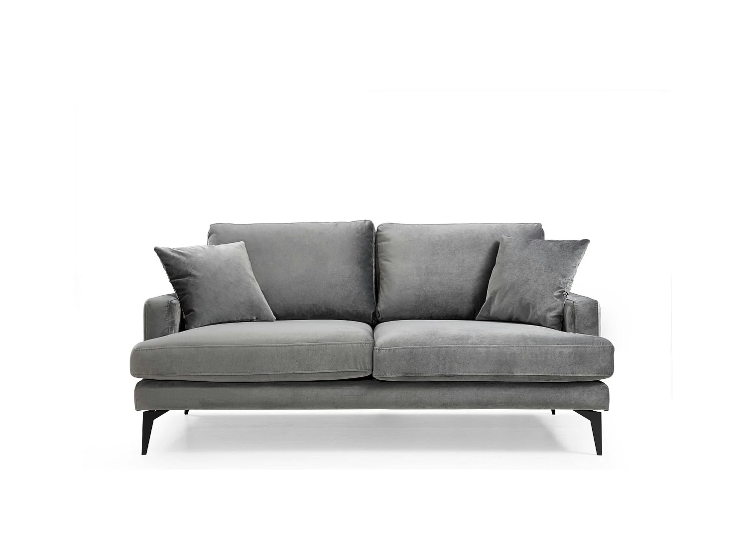 Canapé 2 places gris en velours SEATTLE