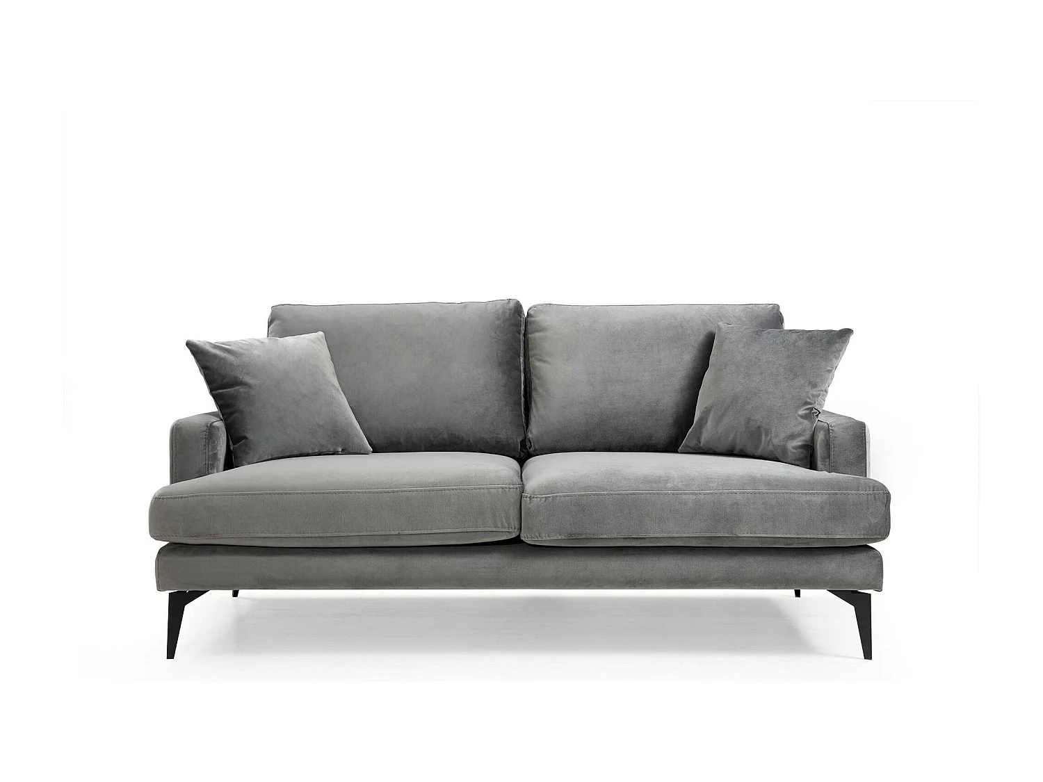 Canapé 2 places gris en velours SEATTLE