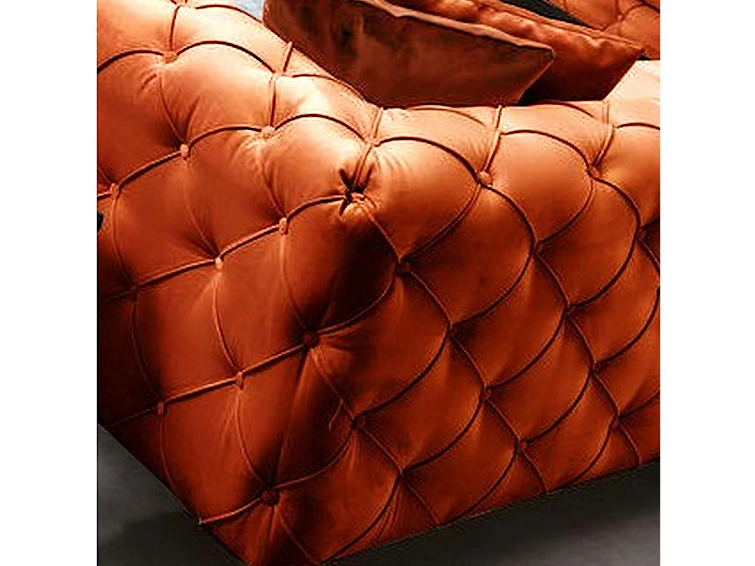 Canapé 3 places rouille en velours capitonné DOVER