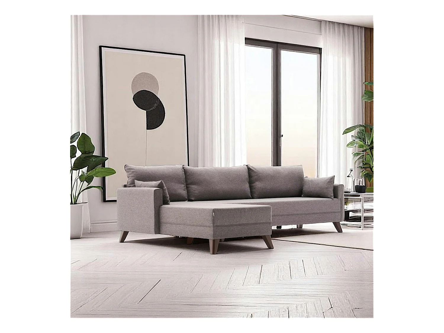 Canapé d'angle taupe - 275 cm, côté gauche SPLIT