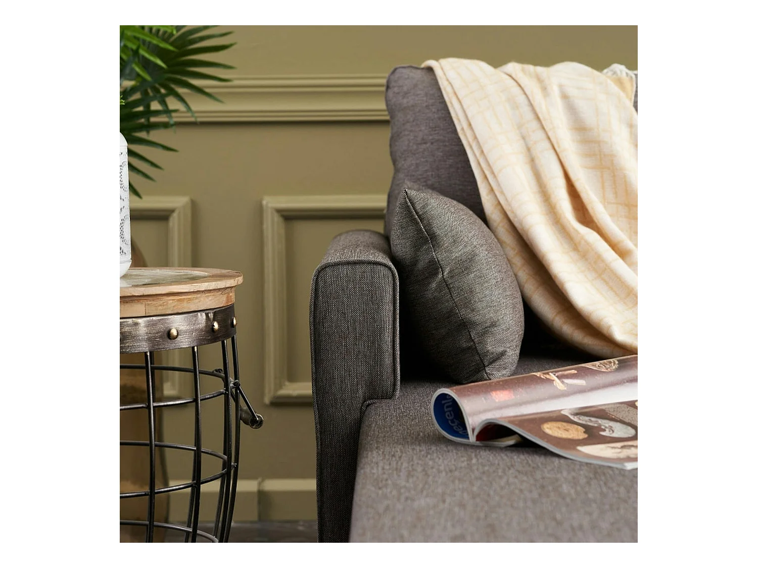 Canapé d'angle taupe - 275 cm, côté gauche SPLIT