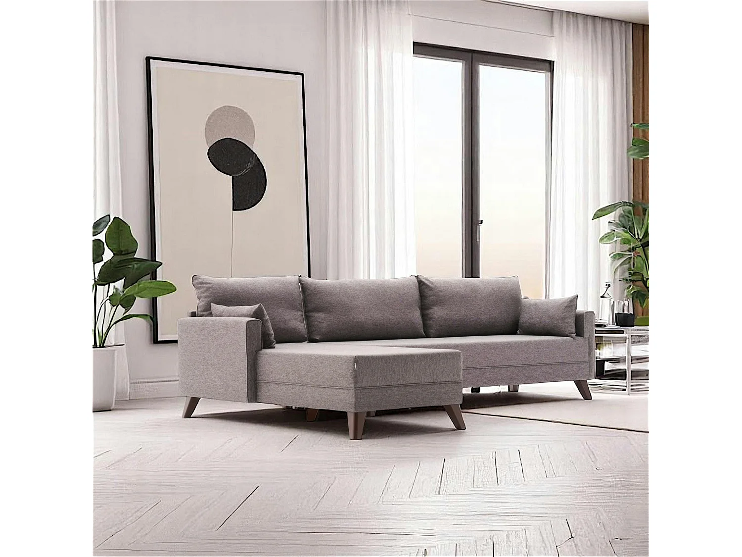 Canapé d'angle taupe - 275 cm, côté gauche SPLIT