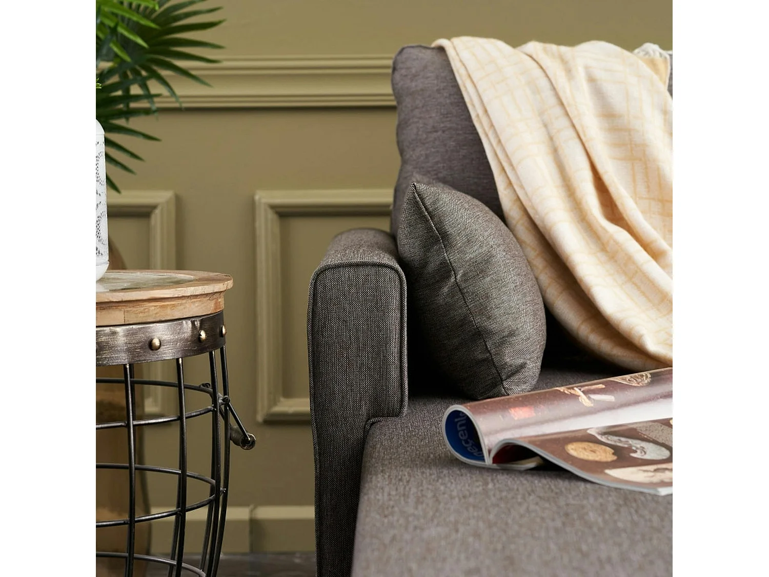 Canapé d'angle taupe - 275 cm, côté gauche SPLIT