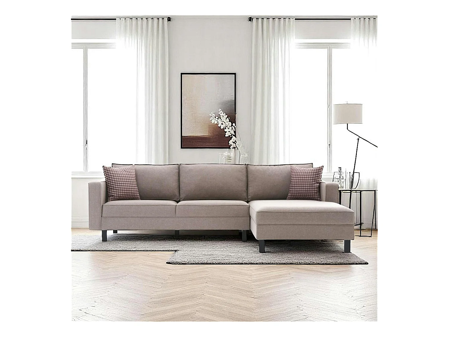 Canapé d'angle beige - côté droit CORTONA