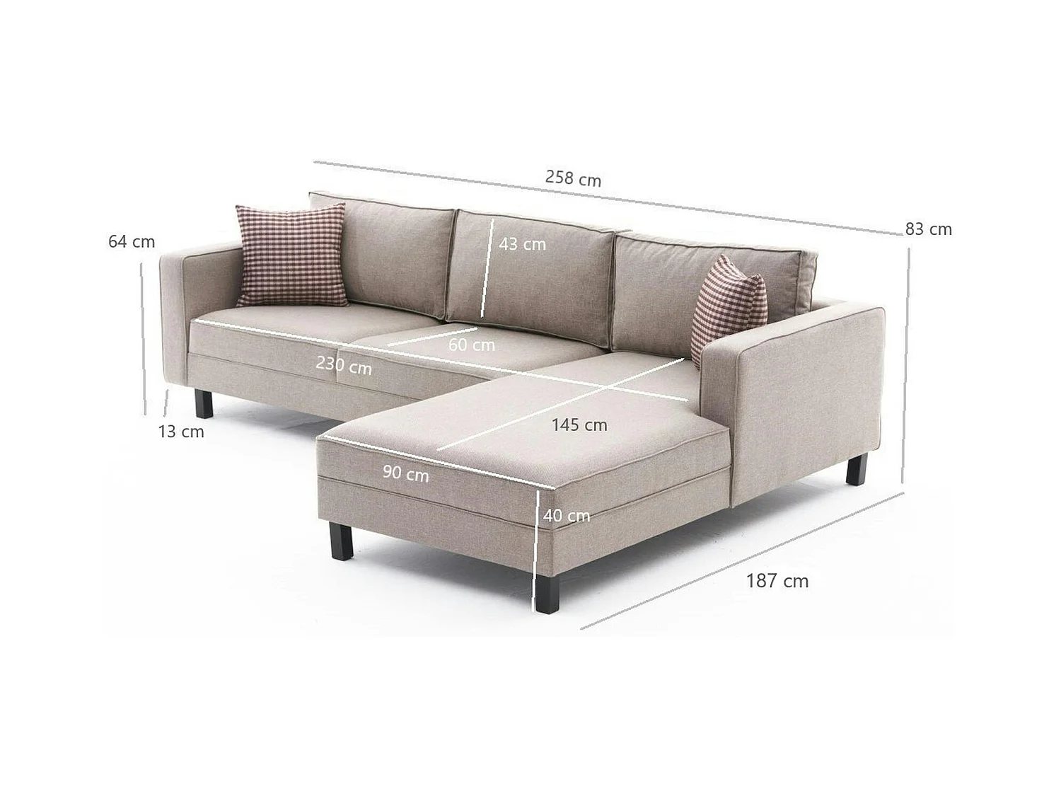 Canapé d'angle beige - côté droit CORTONA