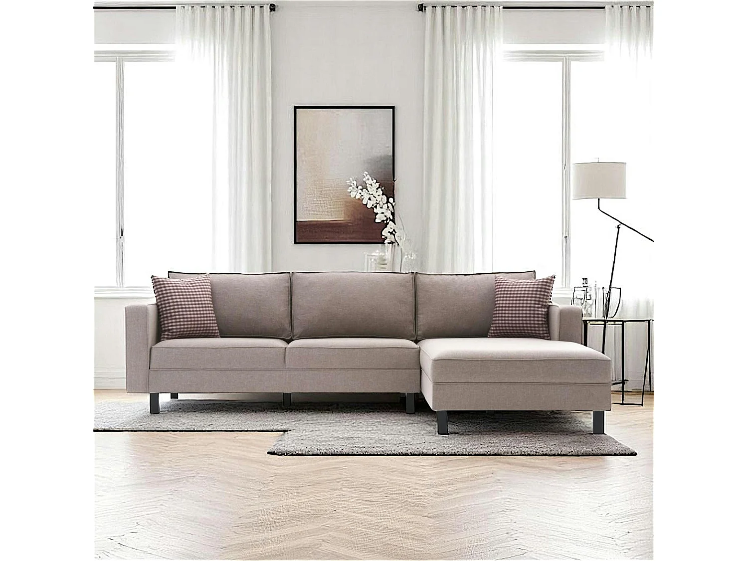 Canapé d'angle beige - côté droit CORTONA