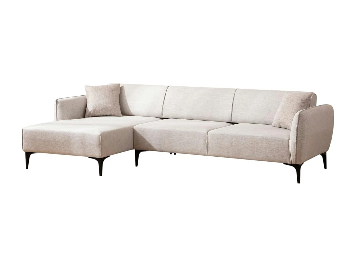 Canapé d'angle sable - couture déco, côté gauche VILNIUS