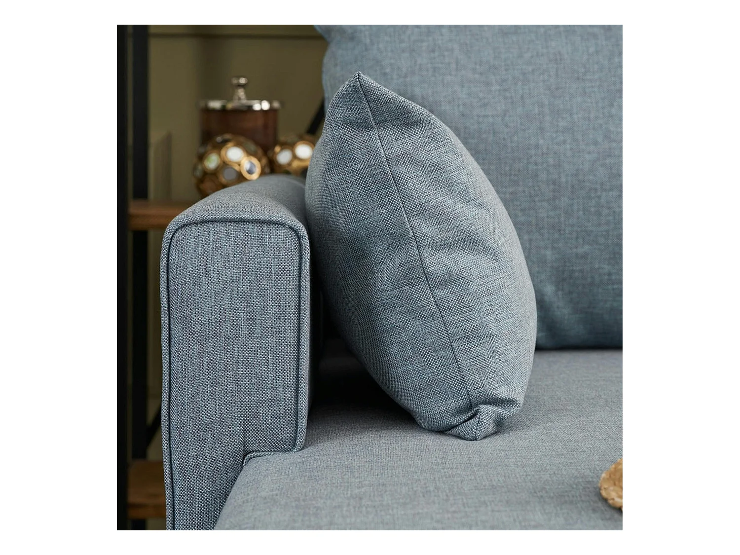 Canapé d'angle bleu gris - 275 cm, côté gauche SPLIT