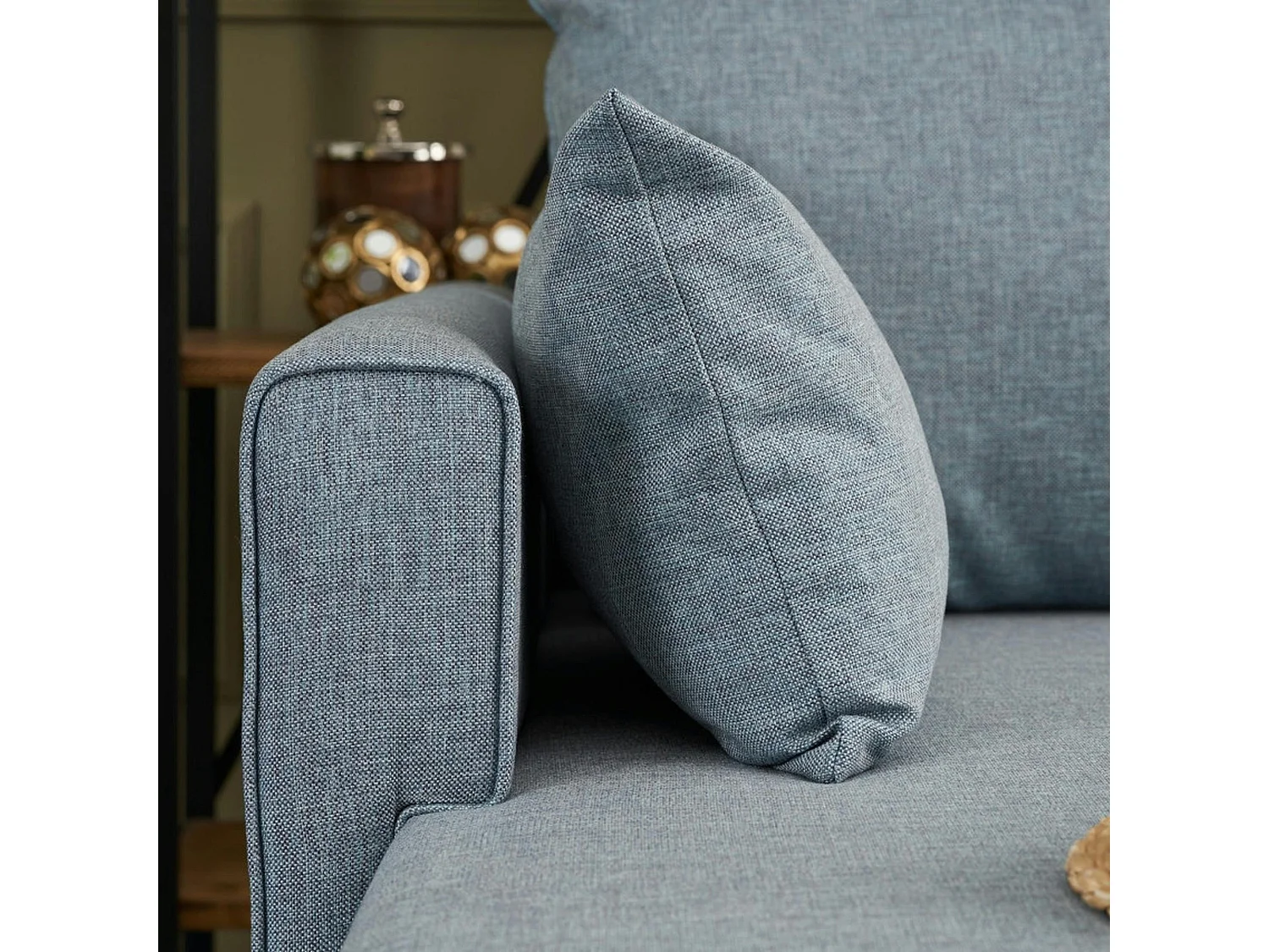 Canapé d'angle bleu gris - 275 cm, côté gauche SPLIT