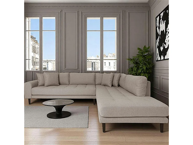 Canapé d'angle gris minéral - côté droit, 257 cm AMSTERDAM