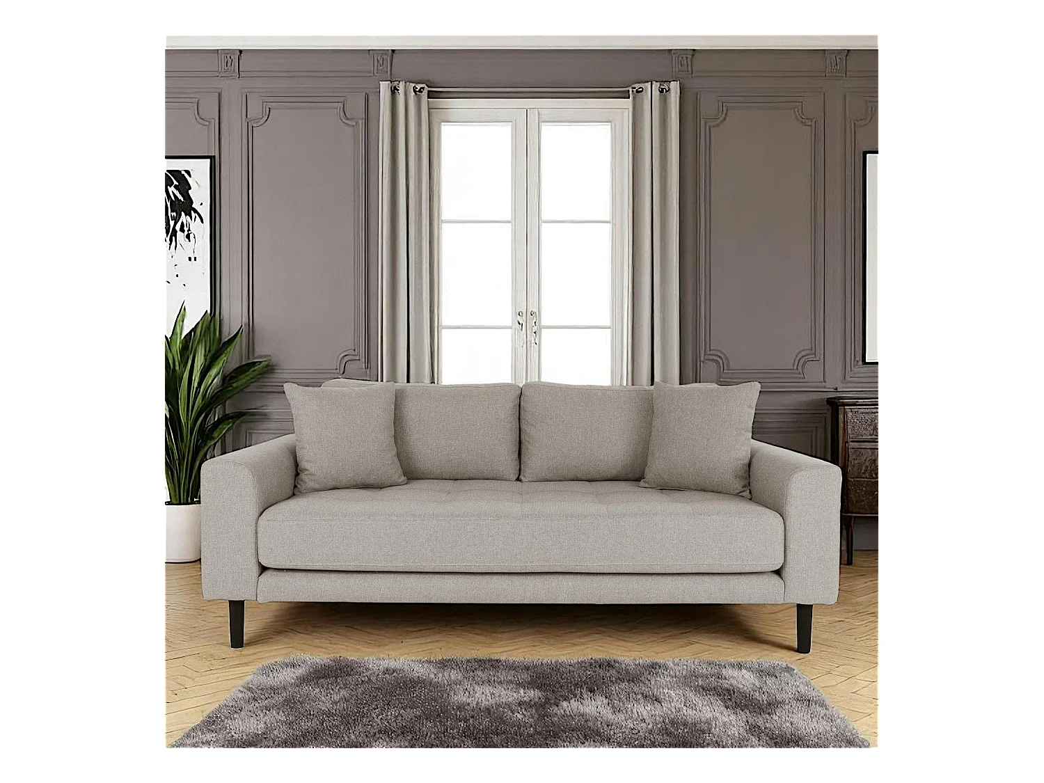 Canapé 2 places 1/2 gris minéral AMSTERDAM